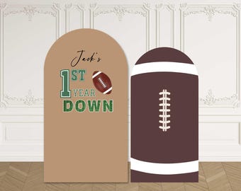 First Year Down Birthday Arch Backdrop Cover Football Party Baby Boy 1st Custom Sports Chiara J085