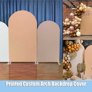 Arched Backdrop Fabric Double-sided Cover Custom Arch Backdrop Party Arch Wall Solid color Round Photo Birthday Baby Shower Wedding Banner