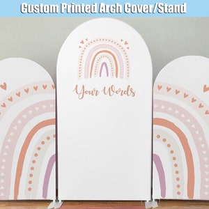 Boho Rainbow Arch Backdrop Double-sided Cover Custom Baby Shower Bohemian Birthday Arch Backdrop Party Bridal Shower Balloons Arch Photo