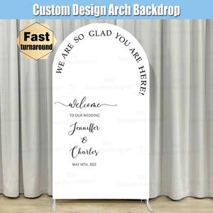 Welcome to Our Wedding Photo Backdrop Large Custom Arch Cover Fabric Stand Welcome Sign Party Custom Arched Wall Panels Wedding Photo booth