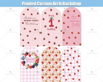 Strawberry Arch Backdrop Cover Stand Berry Birthday Party Pink Baby Shower Arched Chiara L028