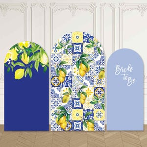 Amalfi Coast Arch Backdrop Cover Stand Bridal Shower Mediterranean Custom Positano Toile Bride to Lemon Main Squeeze Arched Party Birthday