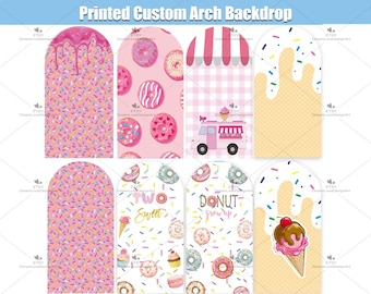 Ice Cream Donuts Arch Backdrop Cover Stand Custom Sweet One Two Summer Pool Party Pink Baby Girl 1st Birthday Party