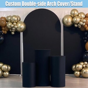 Black Arch Chiara Backdrop Cover Stand Frame Fabric Black Arch Backdrop White Chiara Wall Panels Round Photo Birthday Party Shower Wedding
