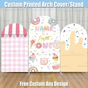 Sweet One Donuts Arch Backdrop Cover Stand Benutzerdefinierte Eiscreme Zwei Sommer Pool Party Pink Baby Girl 1st Birthday Party Chiara Wall Panels Board