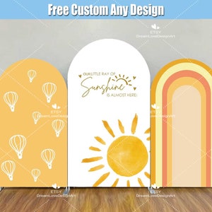 Sunshine Baby Shower Arch Backdrop Cover Boy Girl Gender Reveal Party Sun Ray Retro Groovy Garland Stand Frame Panel Chiara Wall Round