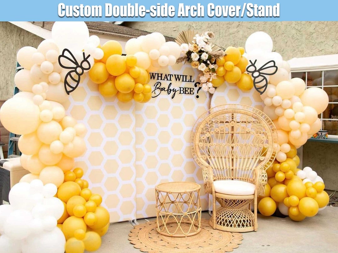 7x5ft Baby Shower Backdrop - "What Will Baby Bee" Yellow Flower Photo Booth Background For Gender Reveal, Birthday Party