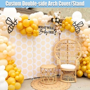 Honey Bee Baby Shower Arch Backdrop Cover Stand What will Baby Bee Chiara Backdrop Custom Gender Reveal Panels Party Boy or Girl Yellow
