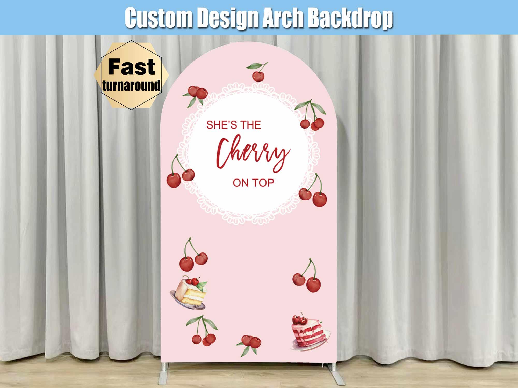 She's the Cherry on Top Baby Shower Arch Backdrop Cover Girl Pink ...