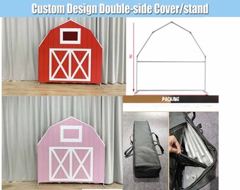 Farm House Barn Arch Backdrop Stand Frame Cover Custom Red Pink Garland Chiara Arched Wall Panels Baby Bridal Shower Birthday Party Board
