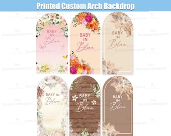 Baby in Bloom Arch Backdrop Cover Girl Baby Shower Floral Pink Boho Bohemian Flowers Party Garland Arched Stand Frame Panels Chiara Wall