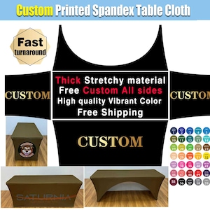 Custom Spandex Tablecloth Stretchy Fitted Cover Thick Table Cloth Personalized Logo 4ft 6ft 8ft Vendor Event Business Trade Craft Show
