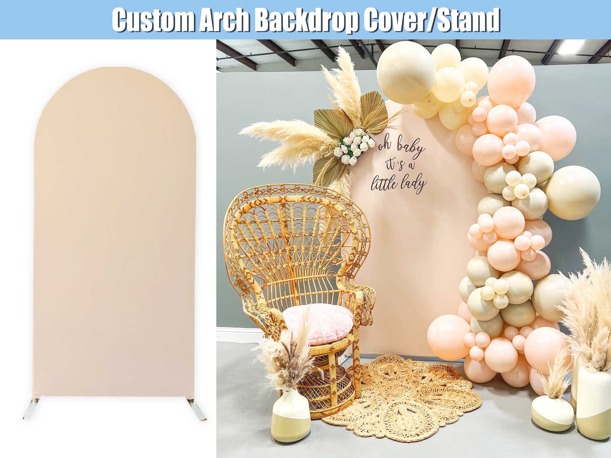 White Arch Backdrop Stand Frame Double-sided Fabric Spandex Cover Elastic  Arched Chiara Wall Panel Round Party Photo Birthday Shower Wedding 