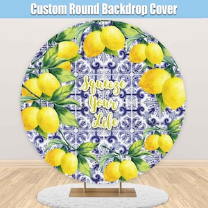 Mediterranean Round Backdrop Cover Lemon Positano Morocco Bridal Shower Circle Custom Arch Party Main Squeeze Amalfi Coast Birthday R031