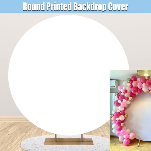 White Round Backdrop Cover Fabric Pure Solid Color Circle Etsy