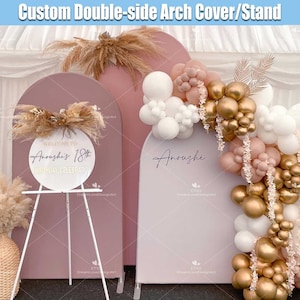 Arch Backdrop Cover Stand Frame Mauve Blushing Pink Custom 1st Birthday Panels Party Baby Girl Birthday Garland Curved Chiara Wall Arched