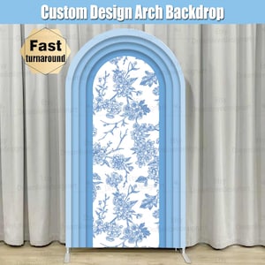 Toile 3D Ripples Arch Backdrop Cover Stand Something Blue Before I Do Bridal Shower Blue Floral Girl Party Custom Arched Chiara Wall Panel