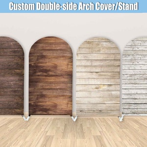 Wood Floor Arch Backdrop Cover Texture Brown Wooden Arch Stand Frame Panels Boy Girl Shower Birthday Party Chiara Wall Round Photo B010