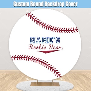Baseball Birthday Round Backdrop Cover Rookie the Year Sports Boy Birthday Party Background Custom Circle Circular Arch Backdrop Fabric R001