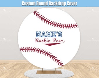 Baseball Birthday Round Backdrop Cover Rookie the Year Sports Boy Birthday Party Background Custom Circle Circular Arch Backdrop Fabric R001