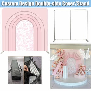 Large Pink Floral Square Party Backdrop Cover with Stand Baby Bridal Shower Photobooth Wall Party Photography Background Birthday Wedding