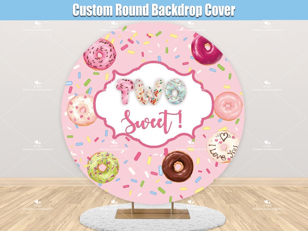 Two Sweet Donut Candy Land Circle Birthday Backdrop main image 0