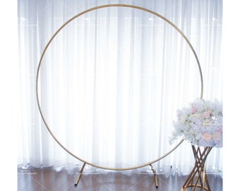 6ft 6.5ft 7.2ft Round Stand Gold Frame 1.8m 2m 2.2m Circle Arch Stand Balloon Garland Round Backdrop Cover Metal Frame Birthday Shower Party