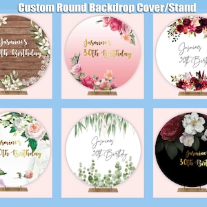 Custom Flowers Round Backdrop Cover Frame Stand Greenery Bridal Shower Arch Backdrop Birthday Party Circle Overlay Photo Kids Baby Shower