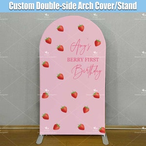 Fragola Compleanno Arco Sfondo Copertura Stand Personalizzato Berry First 1st Pannelli Rosa Pastello Festa Neonata Ghirlanda Chiara Parete Ad Arco G023