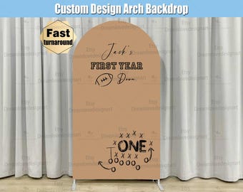 First Year Down Arch Backdrop Cover Stand Soccer Football Custom Baby Boy Birthday Party Sports
