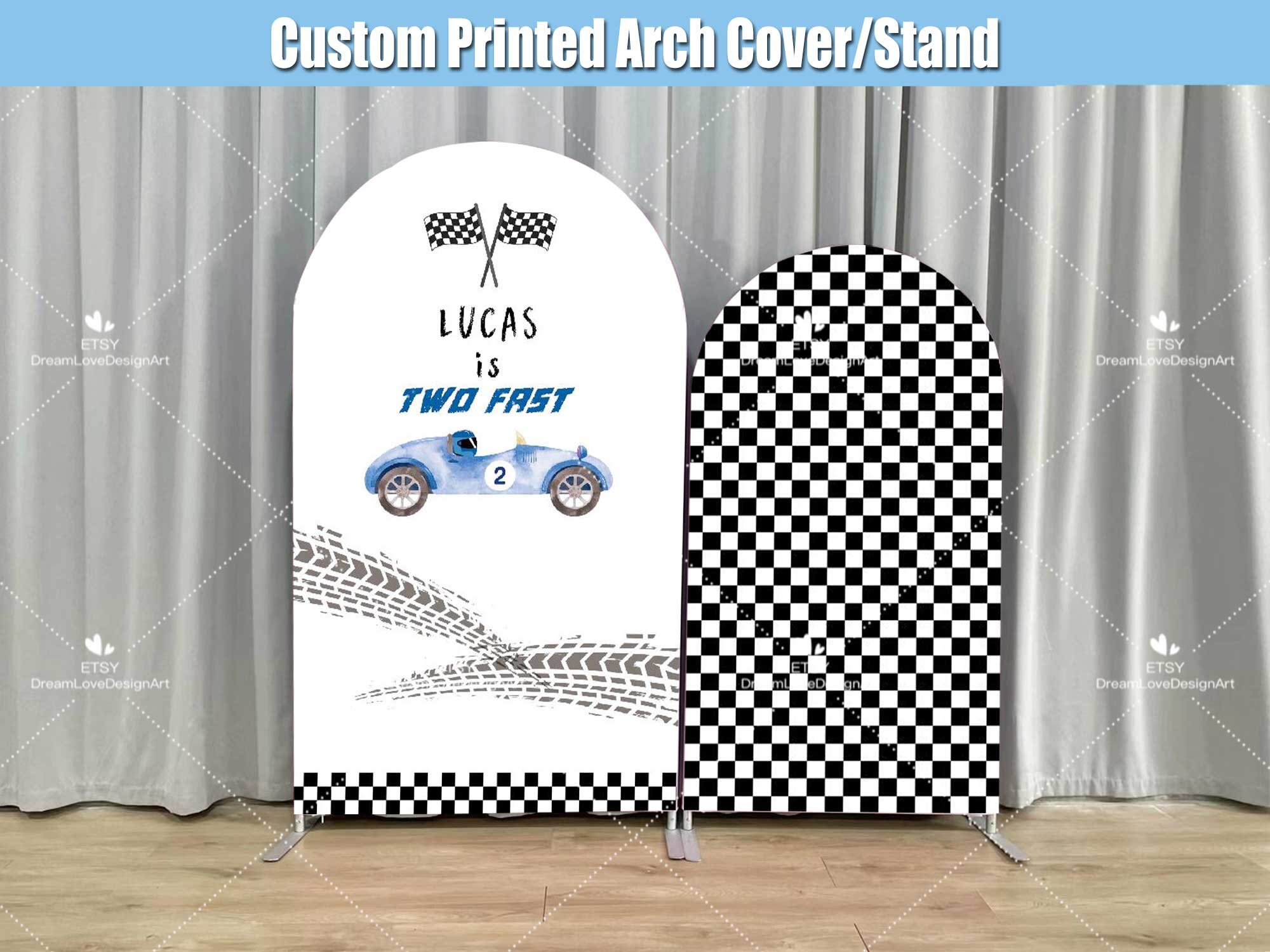 Two Fast Racing Car Arch Backdrop Cover Stand Blue Race Car Baby Boy ...