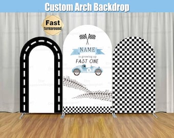 Fast One High Chair Banner - 1st Birthday Race Car Theme Decor, Vintage & Retro Race