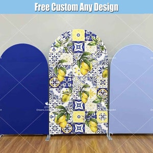 Mediterranean Lemon Arch Backdrop Stand Cover Amalfi Coast Custom Positano Tiles Bride to Bridal Shower Main Squeeze Arched Party Birthday