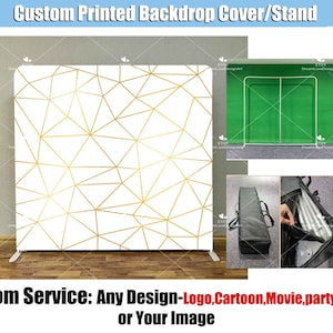 Gold Geometric Square Photobooth Backdrop Custom Cover Stand Wall Party Background Birthday Bridal Shower Photo Booth Studio Golden SQ04