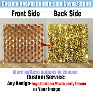 Gold Glitter Photobooth Square Backdrop Studio Custom Tension Cover Stand Geometric Photography Background Birthday 360 Photo Booth Bokeh
