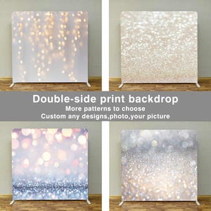 Silver Bokeh Photobooth Square Backdrop Studio Custom Cover Stand Wall Party Photography Background Birthday Wedding 360 Photo Booth Banner