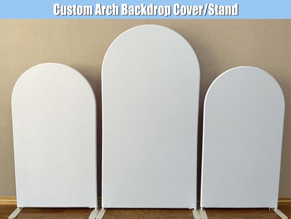 White Arch Backdrop Stand Frame Double-sided Fabric Spandex Cover Elastic  Arched Chiara Wall Panel Round Party Photo Birthday Shower Wedding 