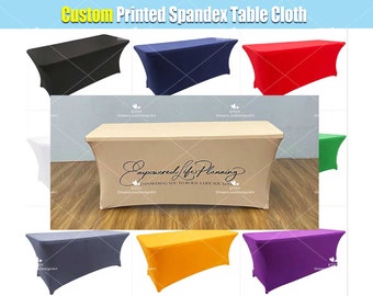 Custom Printed Spandex Table Cloth Stretch Fitted Table Cover Personalized 4ft 6ft 8 ft Tablecloth For Events Party Business Trade Show