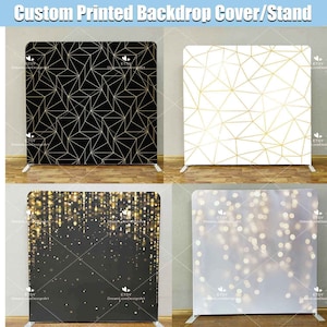 Gold Geometric Bokeh Square Photobooth Backdrop Custom Cover Stand Wall Party Background Birthday Bridal Shower Photo Booth Studio Golden