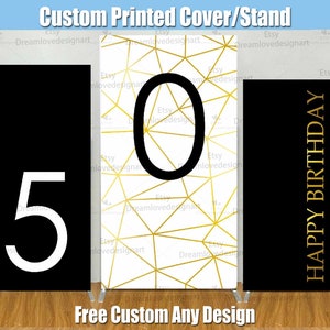 Custom Birthday Party Rectangle Backdrop Cover 30th 50th 60th Men Women Stand Rectangular Square Bridal Wedding Background Photo Booth Board