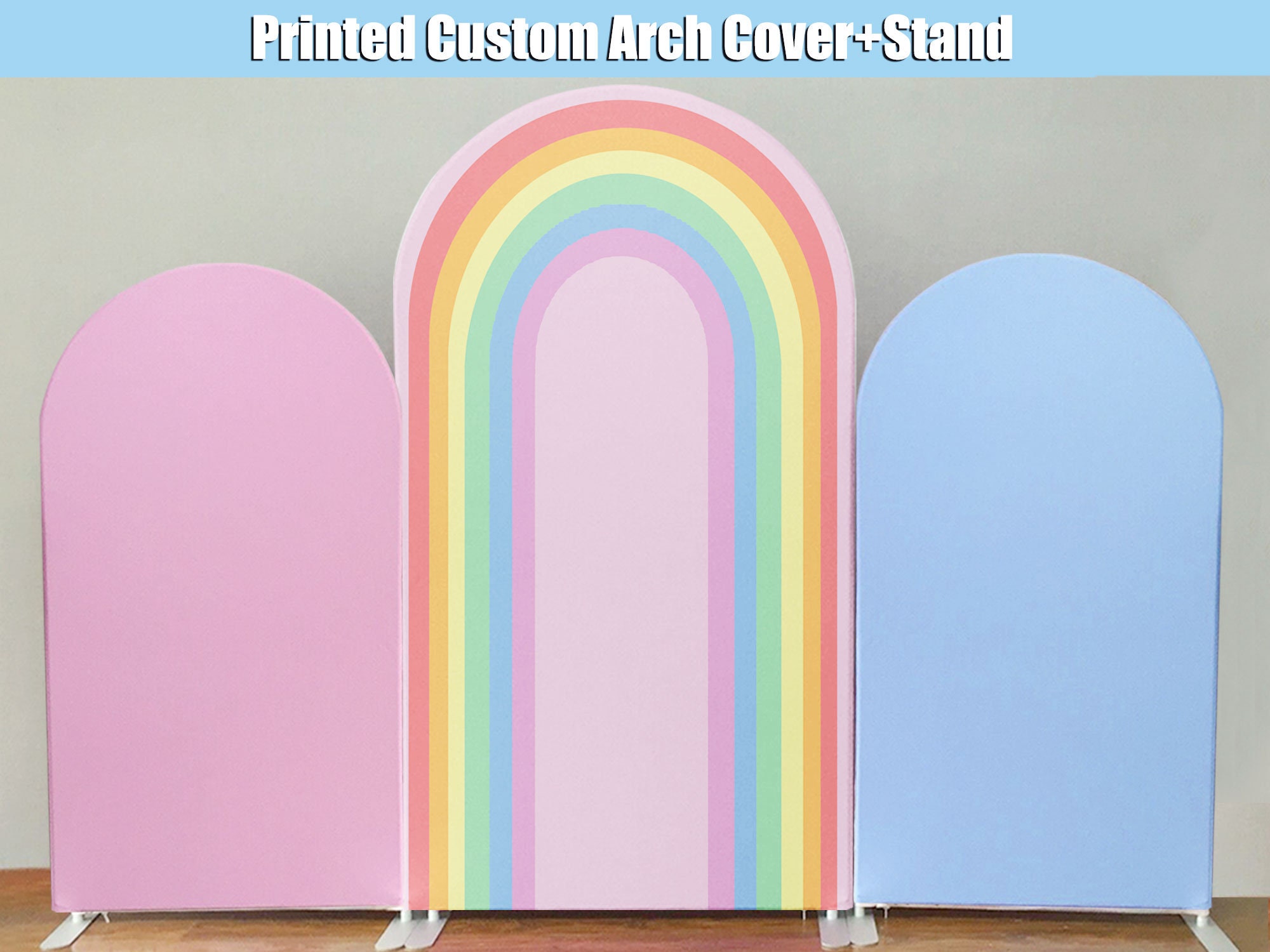 Acrylic Pastel Rainbow Arched Backdrop, Arch Backdrop, Acrylic