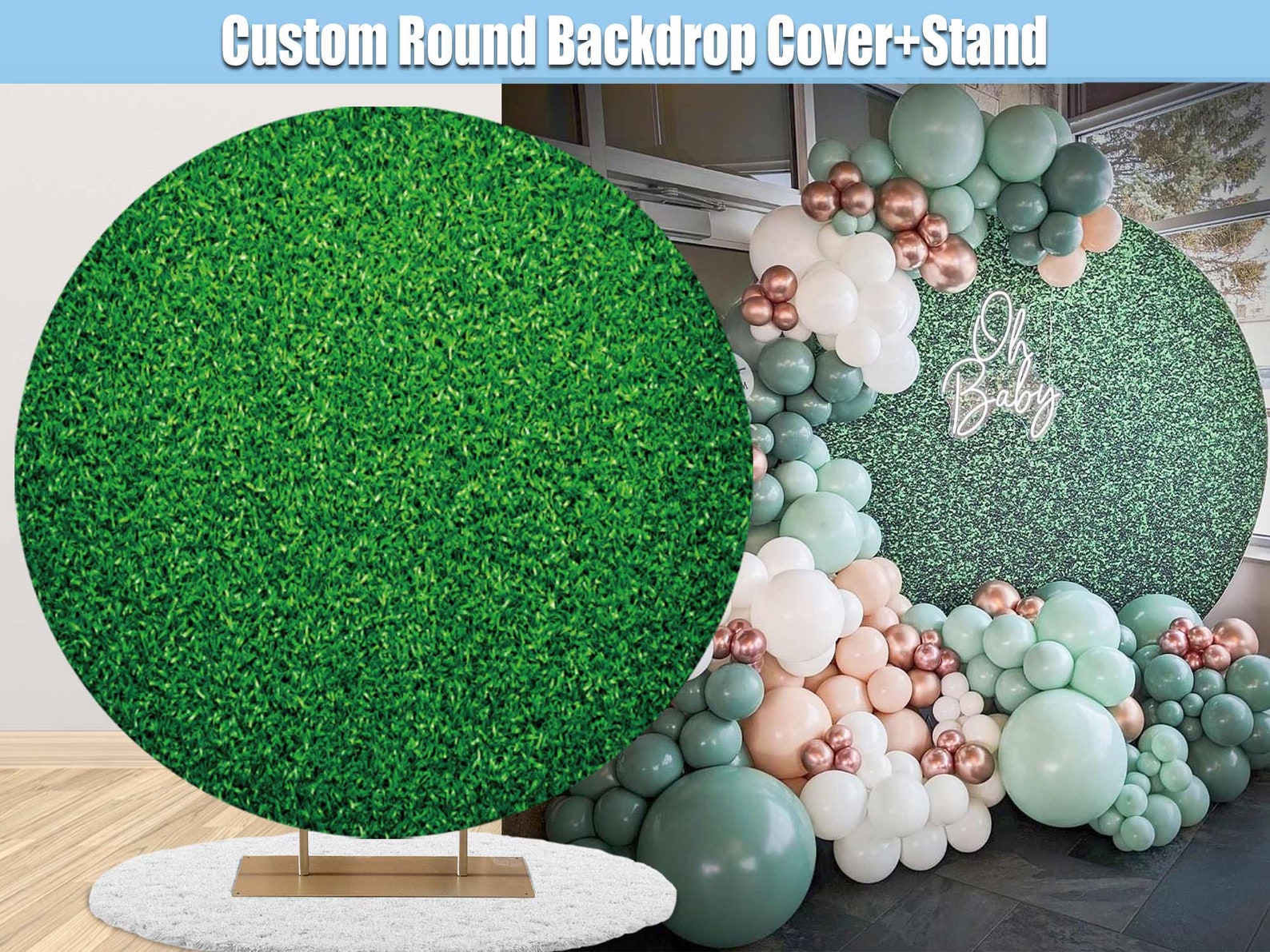 Grass Round Backdrop Grass Wall Round Cover Round Stand Frame - Etsy