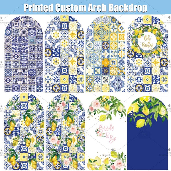 Mediterranean Arch Backdrop Stand Frame Cover Custom Positano Bride to Bridal Shower Lemon Main Squeeze Arched Party Birthday Amalfi Coast