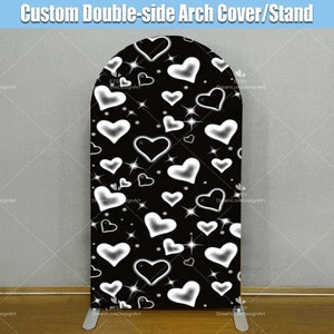 Y2K Black Heart Arch Backdrop Cover Metal Stand Frame Retro Early 2000s Old School 90s Chiara Wall Panels Baby Bridal Shower Birthday Party
