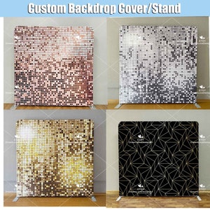 Rose Gold Tiles Square Photobooth Backdrop Custom Cover Stand Wall Party Photography Background Birthday Shower Photo Booth Studio Banner