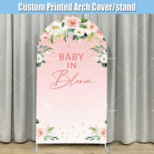 Baby in Bloom Arch Backdrop Cover Stand Pink Floral Baby Girl Shower Birthday Party Chiara Wall Arched Gender Reveal Wildflower G127