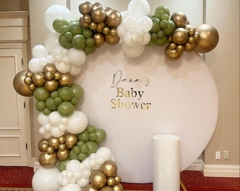 White Round Backdrop, White Round Cover, White Round Circle, White Round Arch,Pure Solid Color Cloth, Birthday Party Shower Bridal Wedding