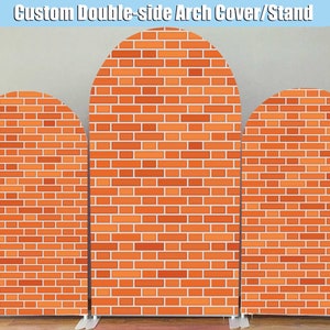Brick Wall Arch Backdrop Double-sided Cover Custom Baby Birthday Party Arch Balloons Garland Chiara Wall Arched Panels Shower Construction