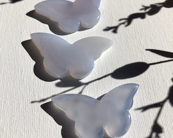 Blue Chalcedony Butterfly Small Carved Periwinkle Crystal