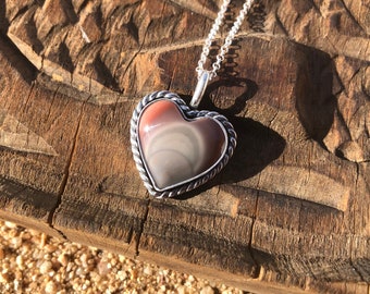 Royal Imperial Jasper Heart Pendant Handmade Sterling Silver